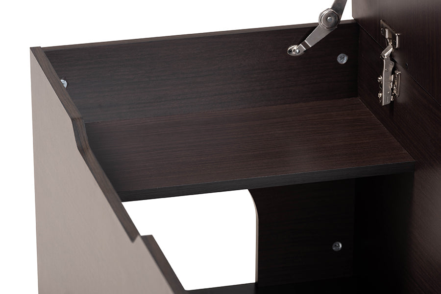 Baxton Studio Mariam Modern and Contemporary Dark Brown Finished Wood Cat Litter Box Cover House