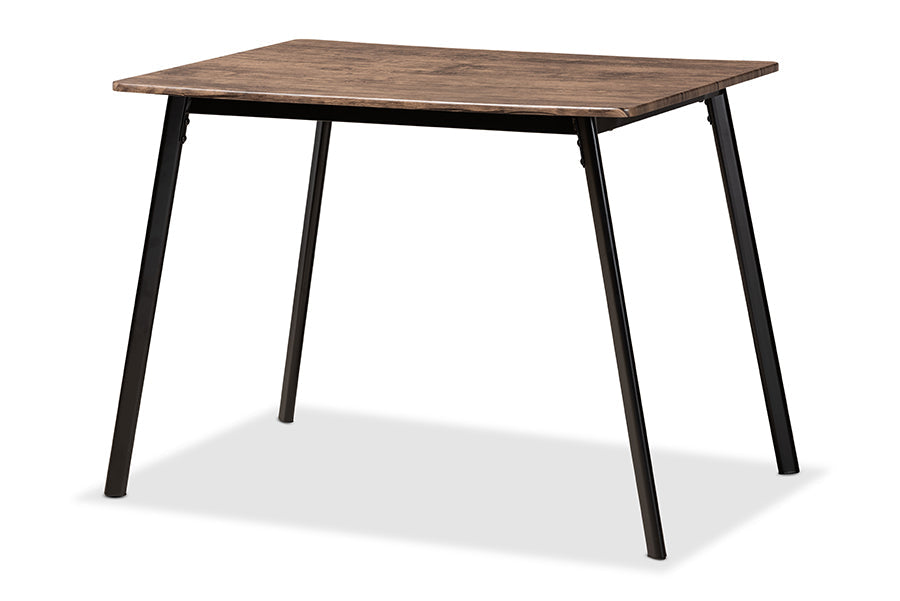 Baxton Studio Calder Mid-Century Modern Walnut Brown Finished Wood and Black Metal Dining Table