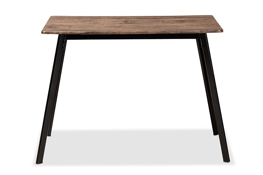 Baxton Studio Calder Mid-Century Modern Walnut Brown Finished Wood and Black Metal Dining Table