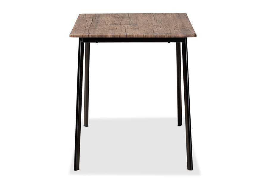 Baxton Studio Calder Mid-Century Modern Walnut Brown Finished Wood and Black Metal Dining Table