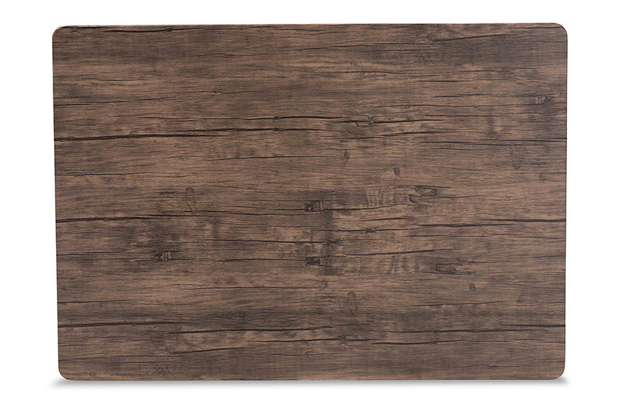 Baxton Studio Calder Mid-Century Modern Walnut Brown Finished Wood and Black Metal Dining Table