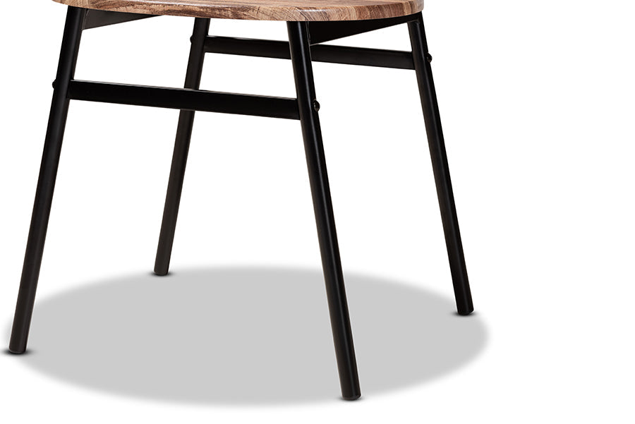 Baxton Studio Sherwood Mid-Century Modern Black Metal and Walnut Brown Finished Wood 4-Piece Dining Chair Set