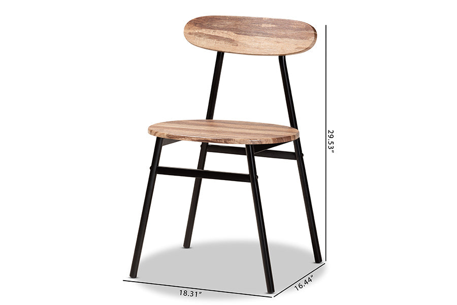 Baxton Studio Sherwood Mid-Century Modern Black Metal and Walnut Brown Finished Wood 4-Piece Dining Chair Set