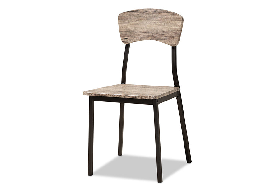 Baxton Studio Marcus Modern Industrial Oak Brown Finished Wood and Black Metal 4-Piece Dining Chair Set