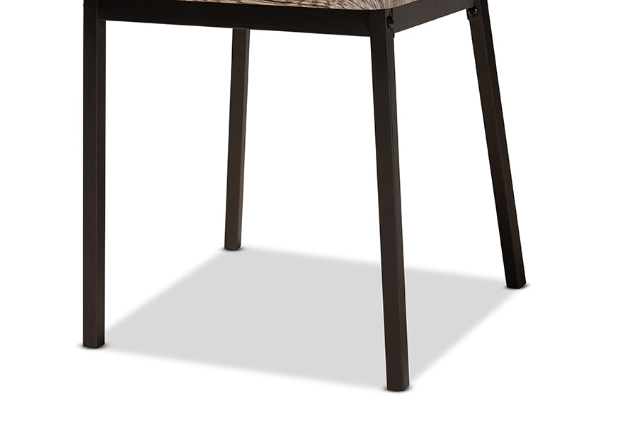 Baxton Studio Marcus Modern Industrial Oak Brown Finished Wood and Black Metal 4-Piece Dining Chair Set