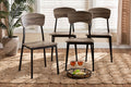 Baxton Studio Marcus Modern Industrial Oak Brown Finished Wood and Black Metal 4-Piece Dining Chair Set