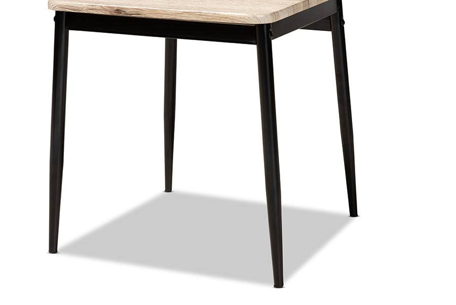 Baxton Studio Honore Mid-Century Modern Light Brown Finished Wood and Black Metal 4-Piece Dining Chair Set