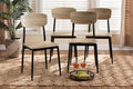 Baxton Studio Honore Mid-Century Modern Light Brown Finished Wood and Black Metal 4-Piece Dining Chair Set