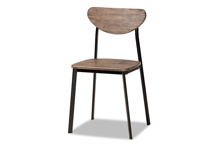 Baxton Studio Ornette Mid-Century Modern Walnut Brown Finished Wood and Black Metal 4-Piece Dining Chair Set