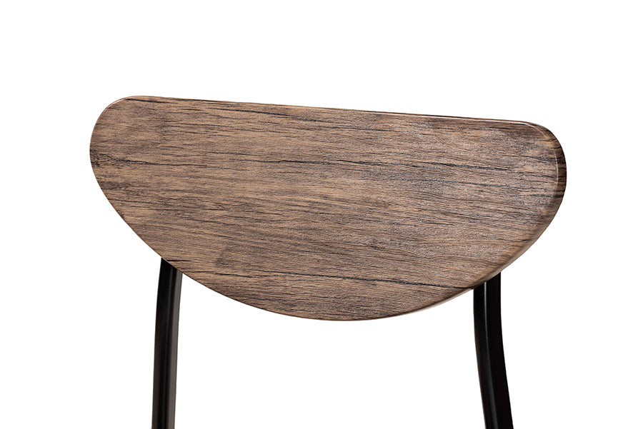 Baxton Studio Ornette Mid-Century Modern Walnut Brown Finished Wood and Black Metal 4-Piece Dining Chair Set