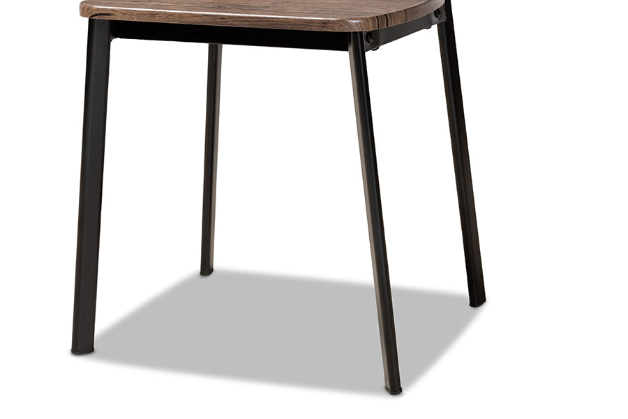 Baxton Studio Ornette Mid-Century Modern Walnut Brown Finished Wood and Black Metal 4-Piece Dining Chair Set