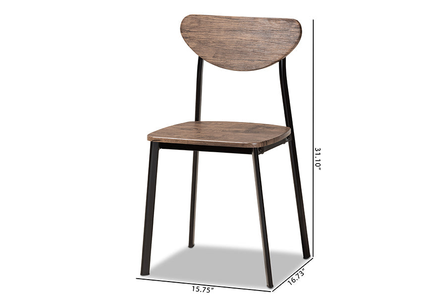 Baxton Studio Ornette Mid-Century Modern Walnut Brown Finished Wood and Black Metal 4-Piece Dining Chair Set