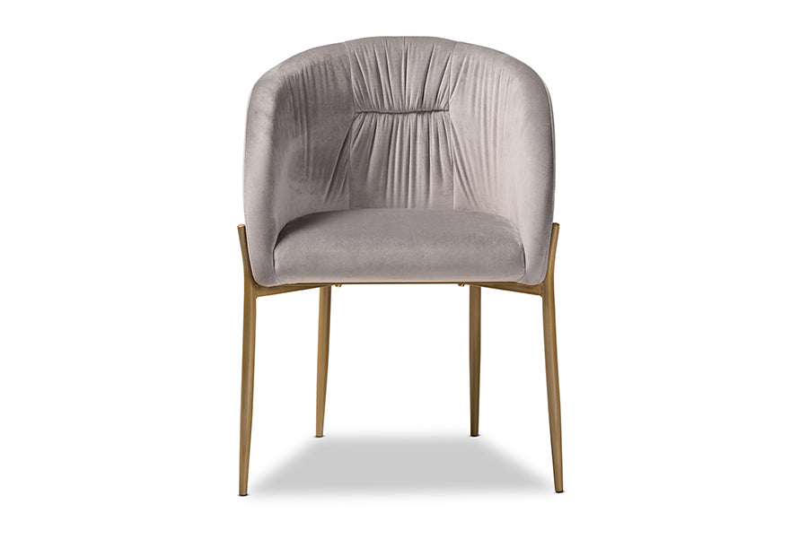 Baxton Studio Ballard Modern Luxe and Glam Grey Velvet Fabric Upholstered and Gold Finished Metal Dining Chair