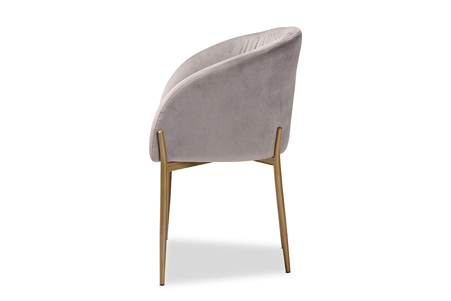 Baxton Studio Ballard Modern Luxe and Glam Grey Velvet Fabric Upholstered and Gold Finished Metal Dining Chair
