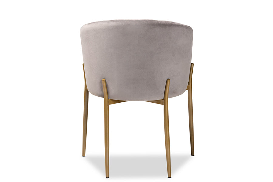 Baxton Studio Ballard Modern Luxe and Glam Grey Velvet Fabric Upholstered and Gold Finished Metal Dining Chair