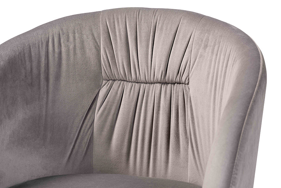 Baxton Studio Ballard Modern Luxe and Glam Grey Velvet Fabric Upholstered and Gold Finished Metal Dining Chair
