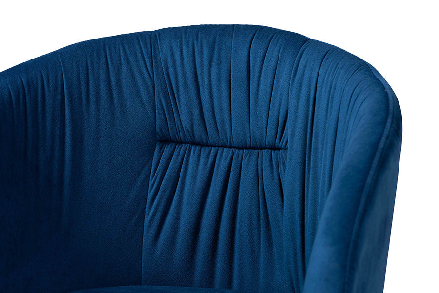 Baxton Studio Ballard Modern Luxe and Glam Navy Blue Velvet Fabric Upholstered and Gold Finished Metal Dining Chair
