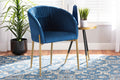 Baxton Studio Ballard Modern Luxe and Glam Navy Blue Velvet Fabric Upholstered and Gold Finished Metal Dining Chair