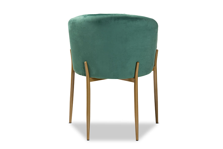 Baxton Studio Ballard Modern Luxe and Glam Green Velvet Fabric Upholstered and Gold Finished Metal Dining Chair