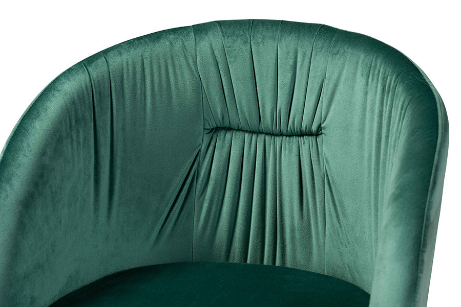 Baxton Studio Ballard Modern Luxe and Glam Green Velvet Fabric Upholstered and Gold Finished Metal Dining Chair