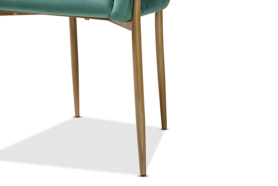 Baxton Studio Ballard Modern Luxe and Glam Green Velvet Fabric Upholstered and Gold Finished Metal Dining Chair