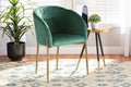 Baxton Studio Ballard Modern Luxe and Glam Green Velvet Fabric Upholstered and Gold Finished Metal Dining Chair