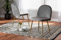 Baxton Studio Fantine Modern Luxe and Glam Grey Velvet Fabric Upholstered and Gold Finished Metal 2-Piece Dining Chair Set