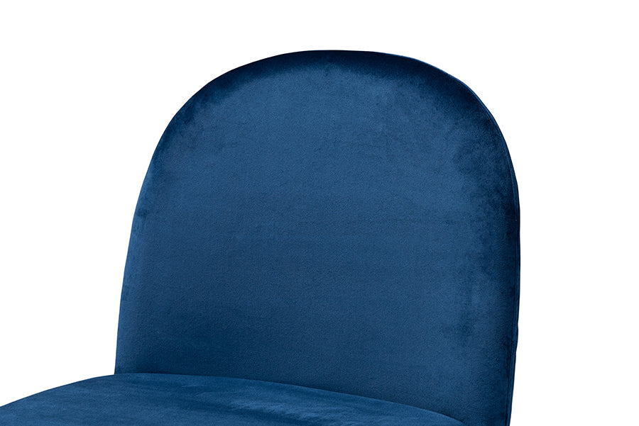 Baxton Studio Fantine Modern Luxe and Glam Navy Blue Velvet Fabric Upholstered and Gold Finished Metal 2-Piece Dining Chair Set