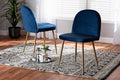 Baxton Studio Fantine Modern Luxe and Glam Navy Blue Velvet Fabric Upholstered and Gold Finished Metal 2-Piece Dining Chair Set