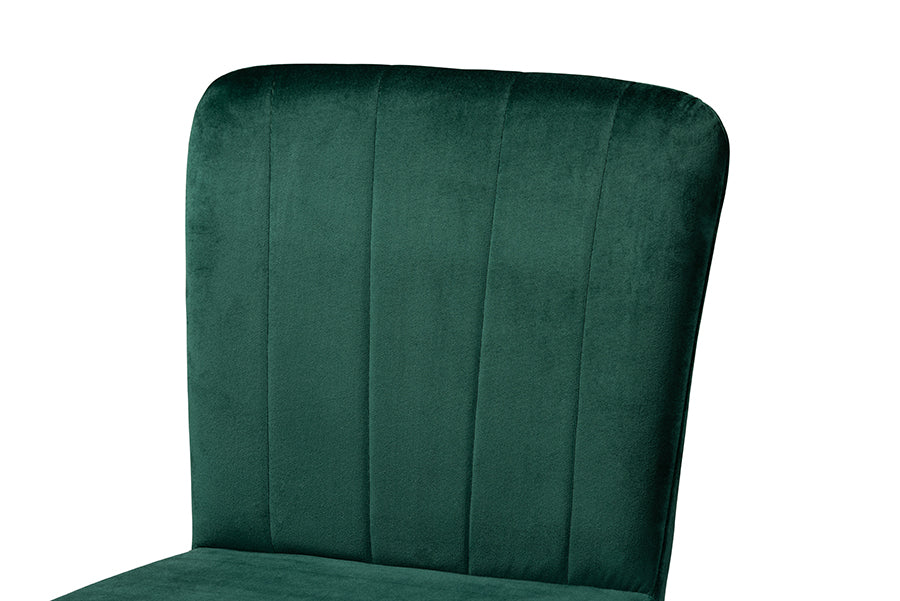 Baxton Studio Preston Modern Luxe and Glam Green Velvet Fabric Upholstered and Two-Tone Black and Gold Finished Metal 2-Piece Bar Stool Set