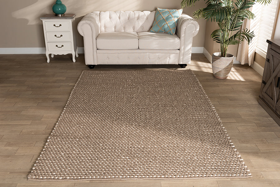 Baxton Studio Colemar Modern and Contemporary Brown Handwoven Wool Dori Blend Area Rug