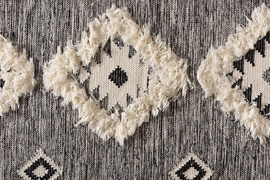 Baxton Studio Avia Modern and Contemporary Black and Ivory Handwoven Wool Area Rug