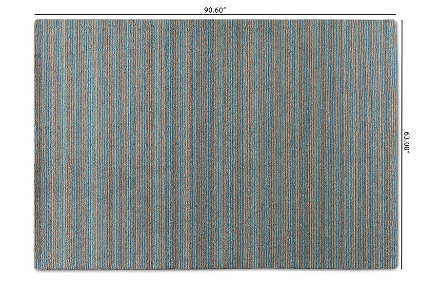 Baxton Studio Aral Modern and Contemporary Blue Handwoven Wool Area Rug