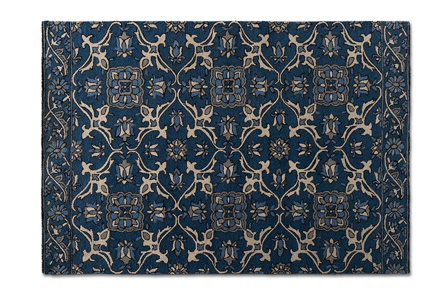 Baxton Studio Panacea Modern and Contemporary Blue Hand-Tufted Wool Area Rug