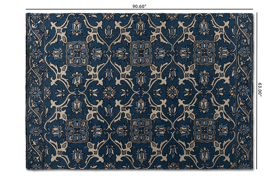 Baxton Studio Panacea Modern and Contemporary Blue Hand-Tufted Wool Area Rug