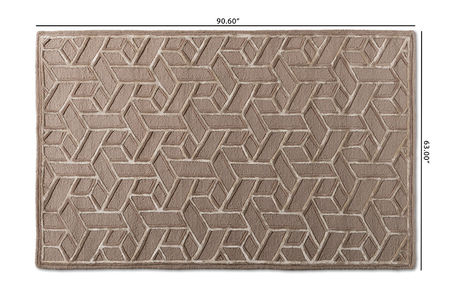 Baxton Studio Vigo Modern and Contemporary Sand Hand-Tufted Wool Blend Area Rug