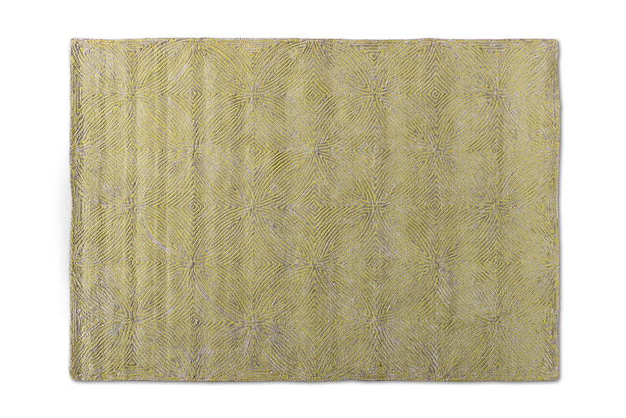 Baxton Studio Leora Modern and Contemporary Lime Green and Grey Hand-Tufted Viscose Blend Area Rug