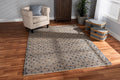 Baxton Studio Berries Modern and Contemporary Natural Brown and Blue Handwoven Jute Blend Area Rug