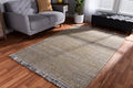 Baxton Studio Nurten Modern and Contemporary Yellow and Grey Handwoven Hemp Blend Area Rug