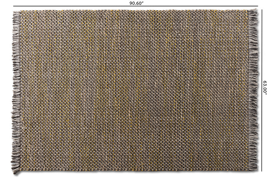 Baxton Studio Nurten Modern and Contemporary Yellow and Grey Handwoven Hemp Blend Area Rug