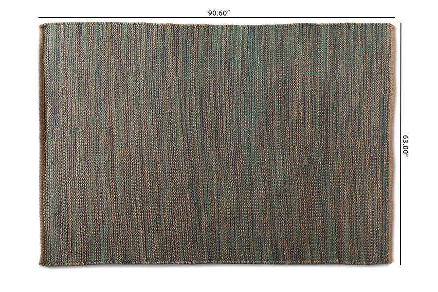 Baxton Studio Michigan Modern and Contemporary Blue Handwoven Hemp Blend Area Rug