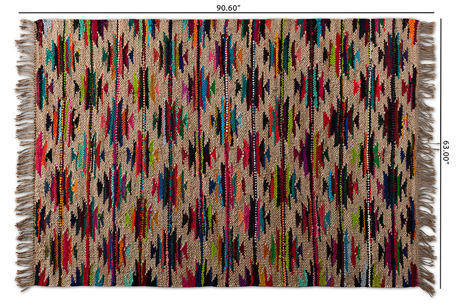 Baxton Studio Zurich Modern and Contemporary Multi-Colored Handwoven Hemp Blend Area Rug