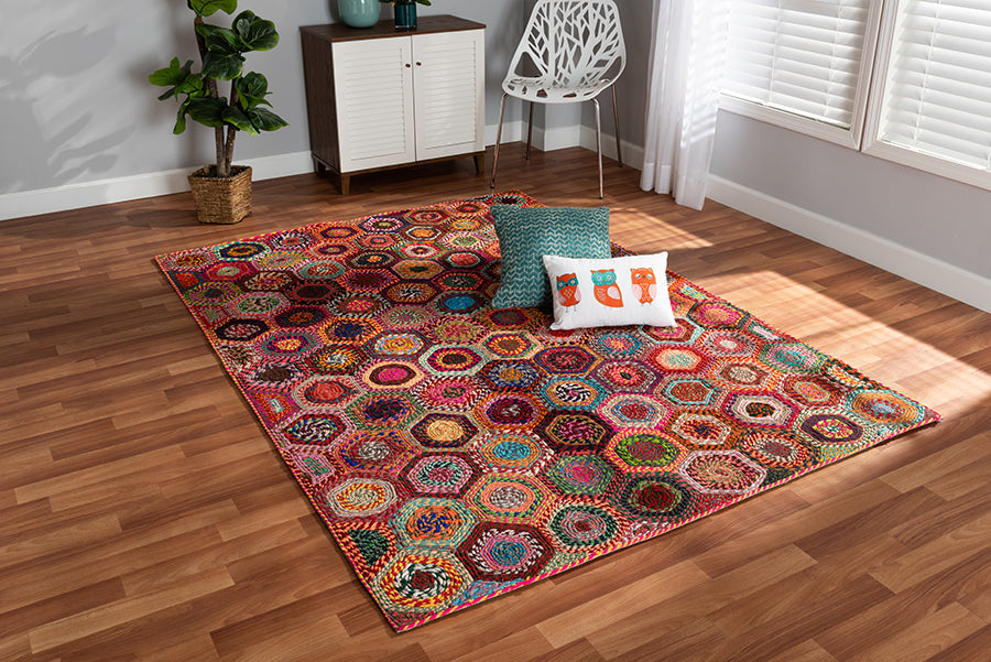 Baxton Studio Adailo Modern and Contemporary Multi-Colored Handwoven Fabric Area Rug