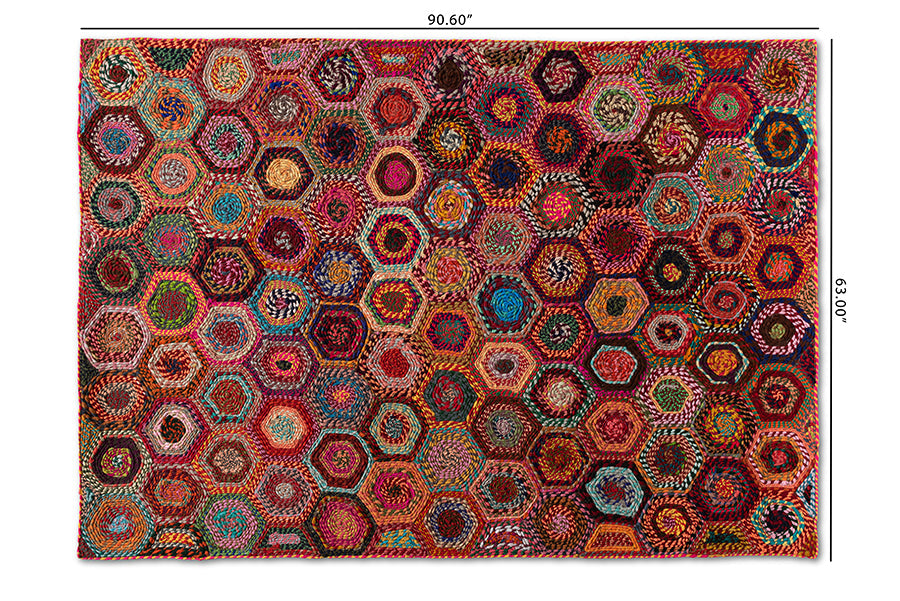 Baxton Studio Adailo Modern and Contemporary Multi-Colored Handwoven Fabric Area Rug