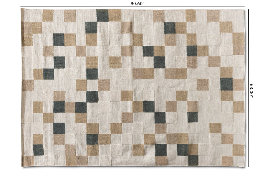 Baxton Studio Barbon Modern and Contemporary Ivory and Grey Handwoven PET Yarn Indoor and Outdoor Area Rug