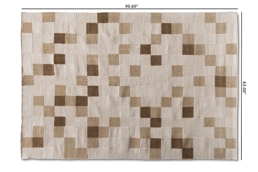 Baxton Studio Barbon Modern and Contemporary Ivory and Beige Handwoven PET Yarn Indoor and Outdoor Area Rug