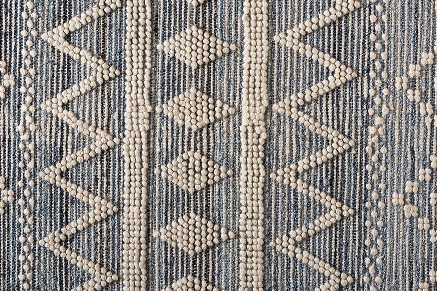 Baxton Studio Callum Modern and Contemporary Ivory and Blue Handwoven Wool Blend Area Rug