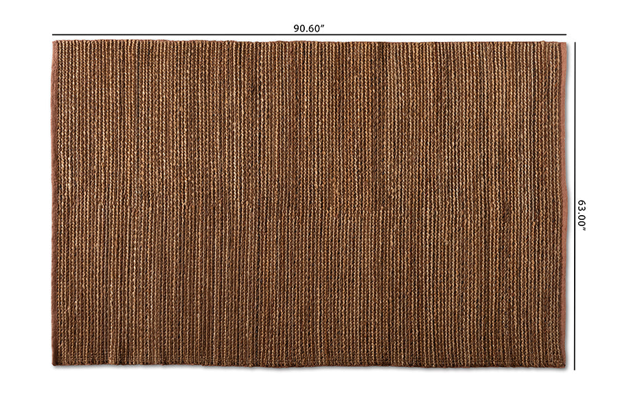 Baxton Studio Zaguri Modern and Contemporary Natural Handwoven Leather Blend Area Rug
