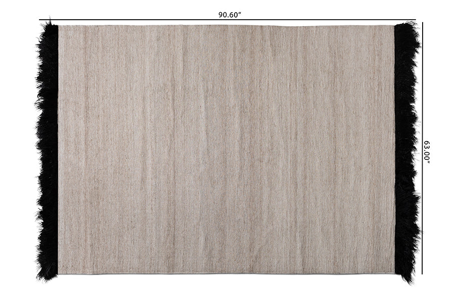 Baxton Studio Dalston Modern and Contemporary Beige and Black Handwoven Wool Blend Area Rug