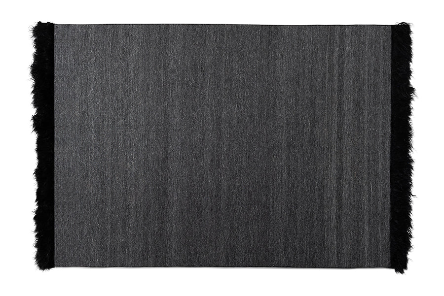 Baxton Studio Dalston Modern and Contemporary Dark Grey and Black Handwoven Wool Blend Area Rug